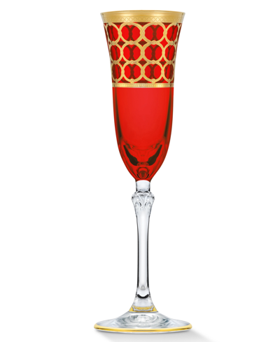 Lorren Home Trends Multicolor Champagne Flutes With Gold-tone Rings, Set Of 4 In Multi
