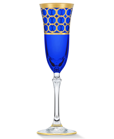 Lorren Home Trends Multicolor Champagne Flutes With Gold-tone Rings, Set Of 4 In Multi