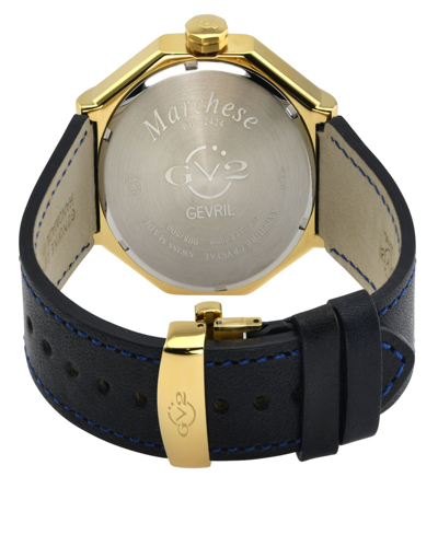 Gv2 By Gevril Men's Marchese Black Leather Watch 44mm In Black