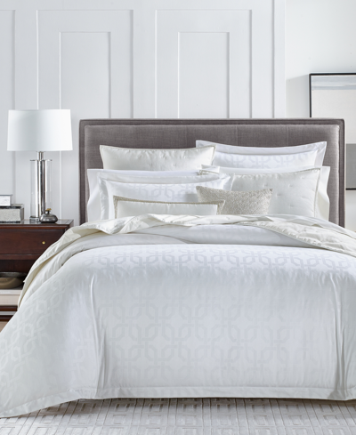 Shop Hotel Collection Egyptian Cotton 525-thread Count Fresco Jacquard 3-pc. Duvet Cover Set, Full/queen, Created For Macy In Fresh White