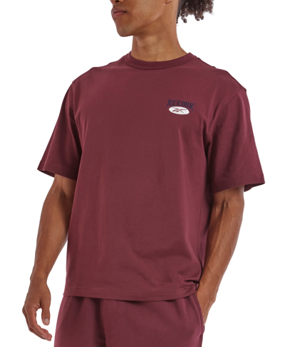Shop Reebok Men's Archive Essentials Regular-fit Embroidered Logo Graphic T-shirt In Clsc Maroon