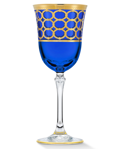 Shop Lorren Home Trends Cobalt Blue Red Wine Goblet With Gold-tone Rings, Set Of 4
