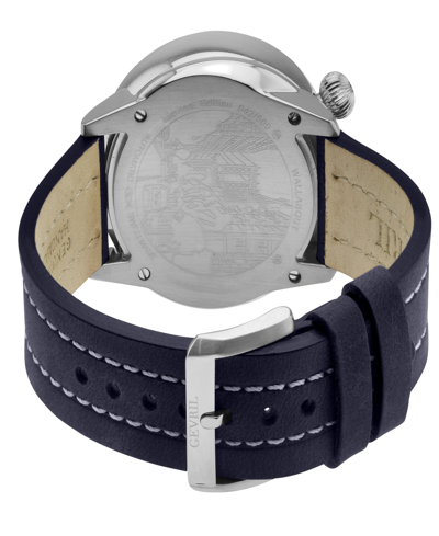 Shop Gevril Men's Wallabout Navy Blue Leather Watch 44mm