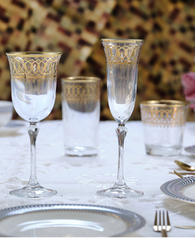 Shop Lorren Home Trends Gold-tone Embellished White Wine Goblet With Gold-tone Rings, Set Of 4