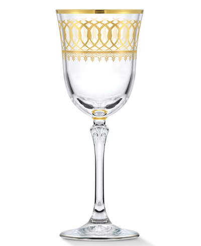 Shop Lorren Home Trends Gold-tone Embellished White Wine Goblet With Gold-tone Rings, Set Of 4