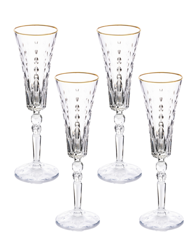 Lorren Home Trends Marilyn Gold-tone Flutes, Set Of 4 In Gold