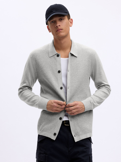 Shop Gap Textured Sweater Cardigan In Light Grey