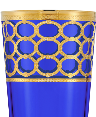 Shop Lorren Home Trends Cobalt Blue High Ball With Gold-tone Rings, Set Of 4