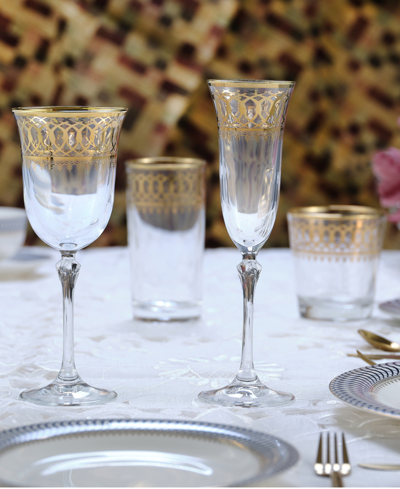 Lorren Home Trends Gold-tone Embellished Red Wine Goblet With Gold-tone Rings, Set Of 4 In Gold