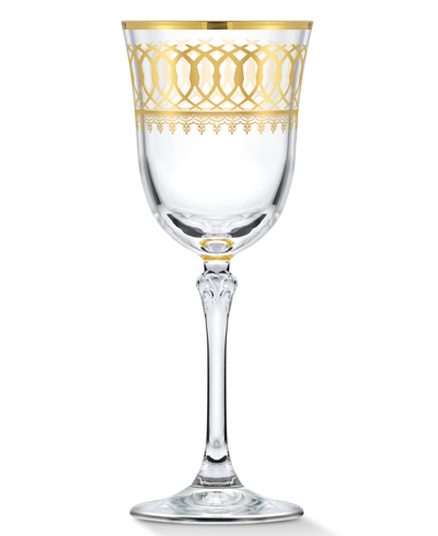 Lorren Home Trends Gold-tone Embellished Red Wine Goblet With Gold-tone Rings, Set Of 4 In Gold