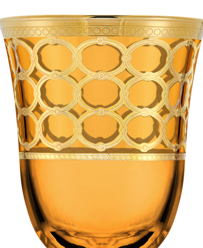 Lorren Home Trends Amber Color White Wine Goblet With Gold-tone Rings, Set Of 4 In Gold