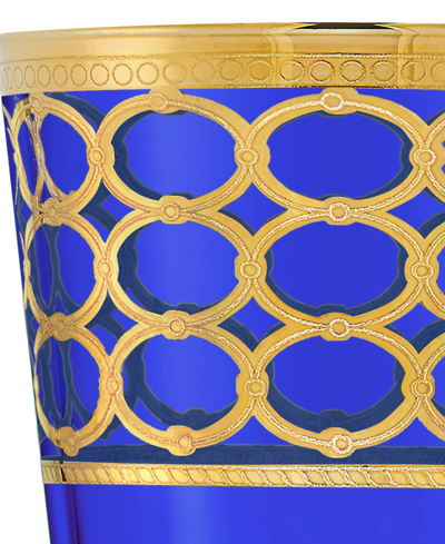 Shop Lorren Home Trends Cobalt Blue Double Old Fashion With Gold-tone Rings, Set Of 4
