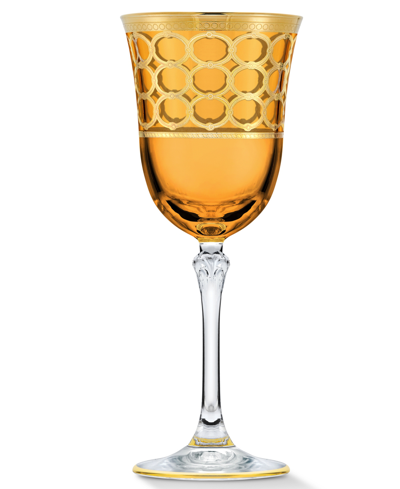 Shop Lorren Home Trends Amber Color White Wine Goblet With Gold-tone Rings, Set Of 4