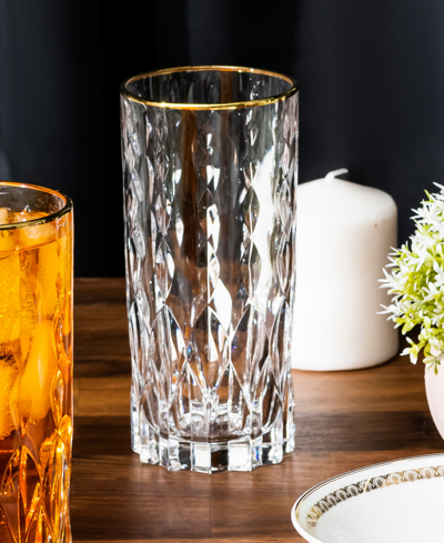Lorren Home Trends Marilyn Gold-tone High Ball Tumblers, Set Of 4 In Gold