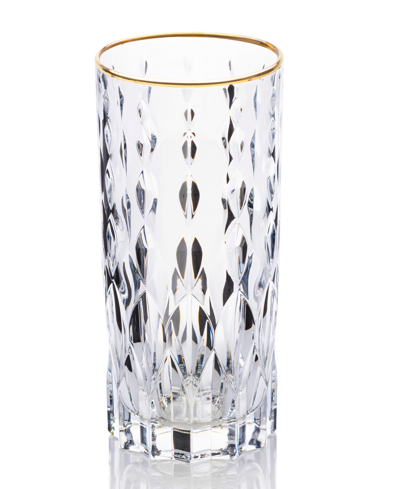 Lorren Home Trends Marilyn Gold-tone High Ball Tumblers, Set Of 4 In Gold