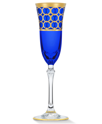 Shop Lorren Home Trends Cobalt Blue Champagne Flutes With Gold-tone Rings, Set Of 4
