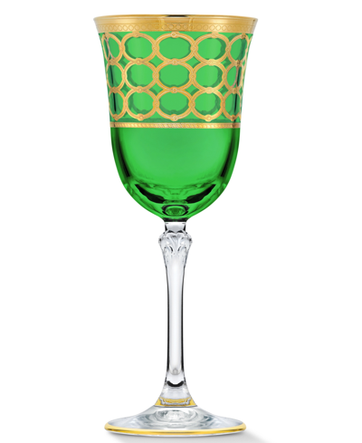 Lorren Home Trends Multicolor White Wine Goblet With Gold-tone Rings, Set Of 4 In Multi