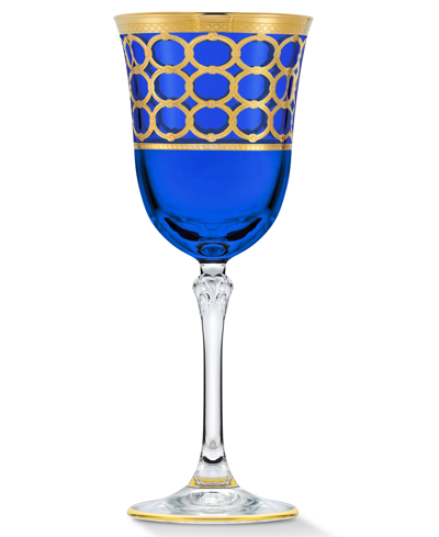 Lorren Home Trends Multicolor White Wine Goblet With Gold-tone Rings, Set Of 4 In Multi