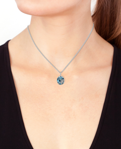 Shop Effy Collection Effy Blue Topaz (3-3/8 Ct. T.w.) & Diamond (1/10 Ct. T.w.) Cluster 18" Pendant Necklace In Sterling  In Sterling Silver
