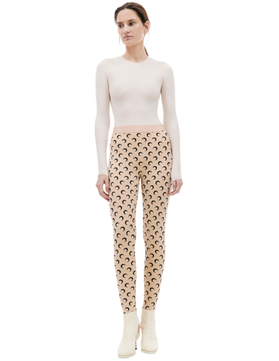 Marine Serre Moon Stirrup Leggings In Beige