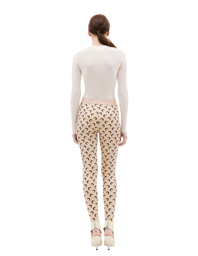 Shop Marine Serre Moon All Over Logo Leggings In Beige