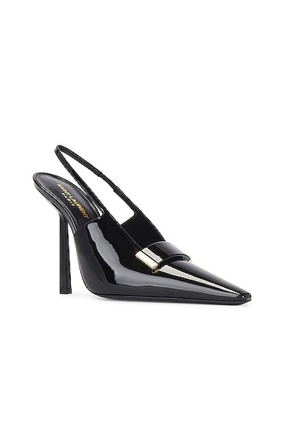 Saint Laurent Madame Patent-leather Slingback Pumps In Black