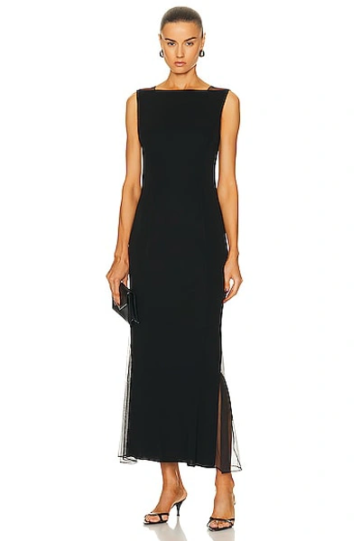 Shop Helmut Lang Sheer Insert Dress In Black