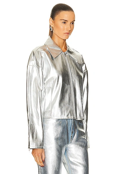 Shop Staud Lennox Jacket In Silver