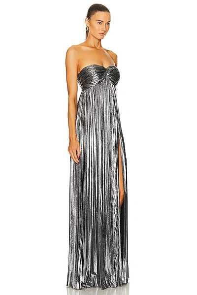 Retroféte Zoa Pleated Maxi Dress In Gunmetal