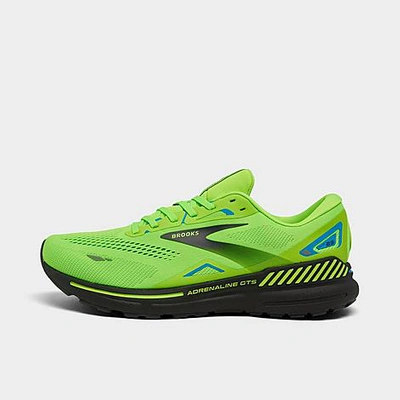 Shop Brooks Men's Adrenaline Gts 23 Running Shoes In Green Gecko/grey/atomic Blue