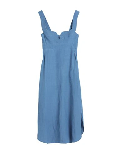 Shop Stella Mccartney Woman Midi Dress Pastel Blue Size 4-6 Viscose, Linen