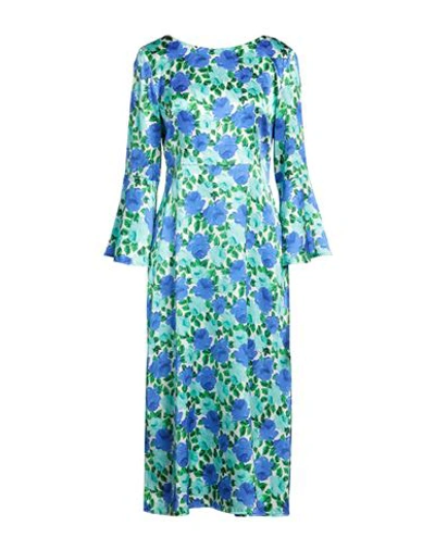 Shop P.a.r.o.s.h P. A.r. O.s. H. Woman Midi Dress Blue Size S Silk, Elastane