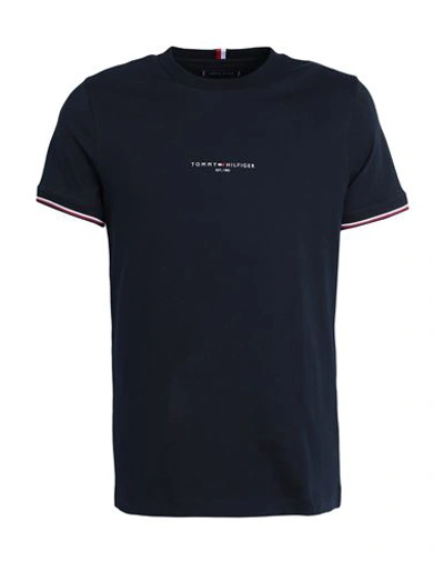 Shop Tommy Hilfiger Man T-shirt Navy Blue Size L Cotton
