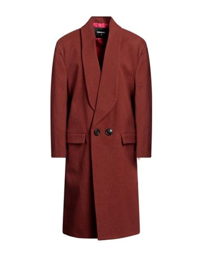 Shop Dsquared2 Woman Coat Rust Size 8 Wool, Polyamide In Red