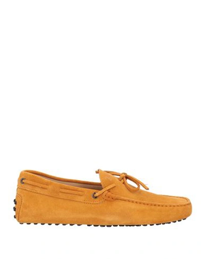 Shop Tod's Man Loafers Ocher Size 8.5 Soft Leather In Yellow