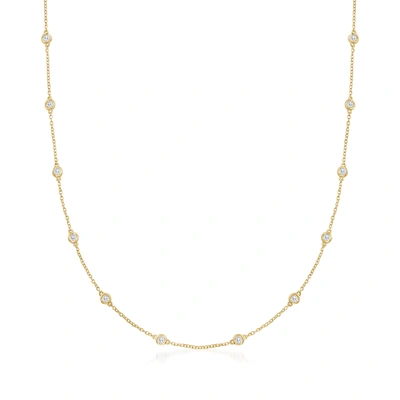 Ross-simons 1.00- Bezel-set Round Brilliant-cut Diamond Station Necklace In 14kt Yellow Gold In Gold