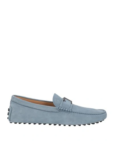Shop Tod's Man Loafers Pastel Blue Size 7.5 Soft Leather