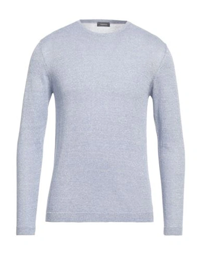 Rossopuro Man Sweater Pastel Blue Size 4 Linen, Cotton In Blue