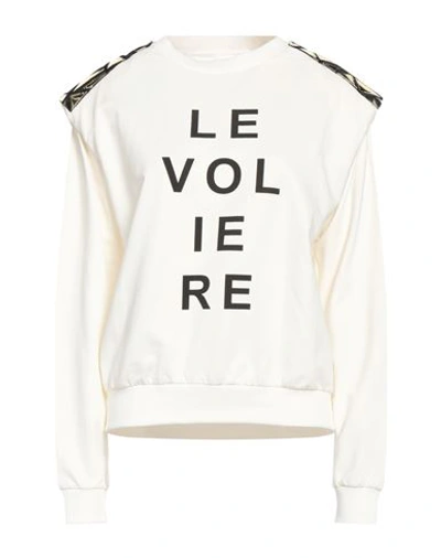 Shop Le Volière Woman Sweatshirt White Size M Cotton, Elastane