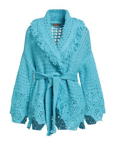 Shop Alanui Woman Cardigan Azure Size Xs/s Cotton In Blue