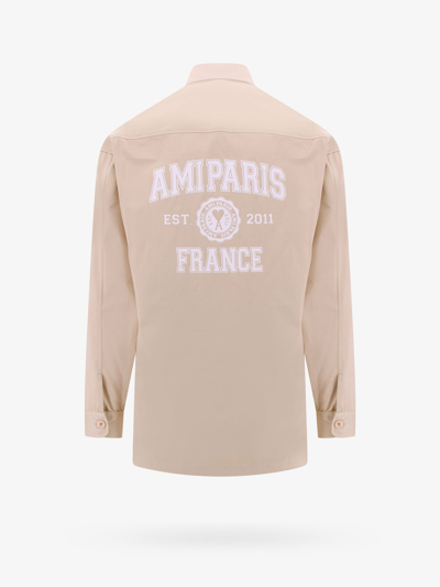 Shop Ami Alexandre Mattiussi Ami Paris Man Shirt Man Beige Shirts In Cream