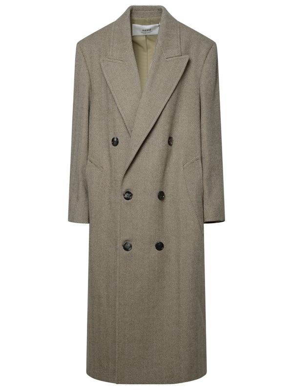 AMI Paris single-breasted herringbone coat - Neutrals