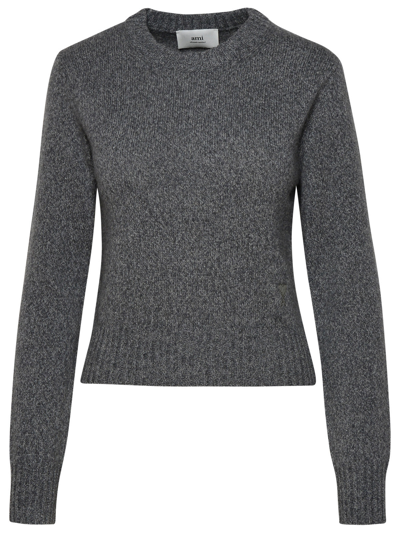 Shop Ami Alexandre Mattiussi Ami Paris Woman Ami Paris Grey Cashmere Blend Sweater In Gray