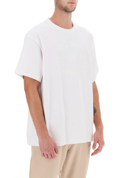 Shop Burberry Ekd Embroidery 'raynerton' Oversized T-shirt Men In White