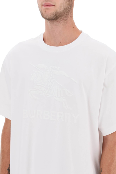 Shop Burberry Ekd Embroidery 'raynerton' Oversized T-shirt Men In White