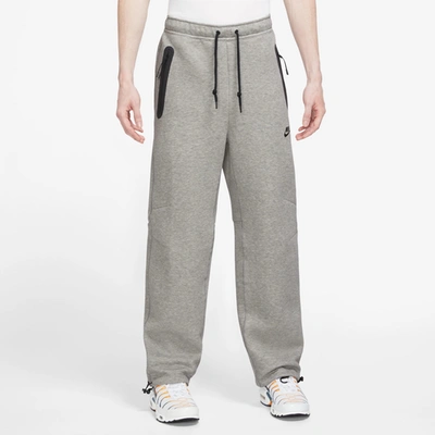 Shop Nike Mens  Tech Fleece Open Hem Pants In Black/dark Grey Heather