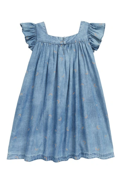 Shop Tucker + Tate Ruffle Chambray Dress In Blue Ocean Ditsy Rainbows