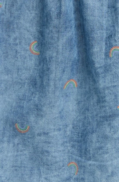Shop Tucker + Tate Ruffle Chambray Dress In Blue Ocean Ditsy Rainbows