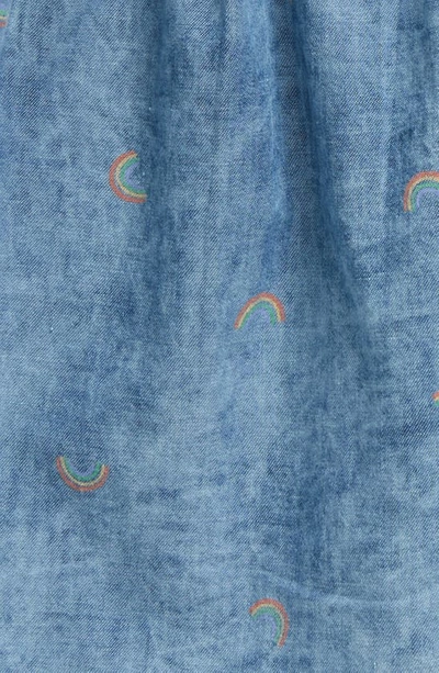 Tucker + Tate Print Chambray Dress In Blue Ocean Ditsy Rainbows