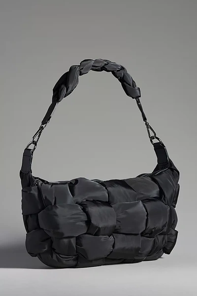 Shop Sol & Selene Medium Woven Nylon Bag In Black